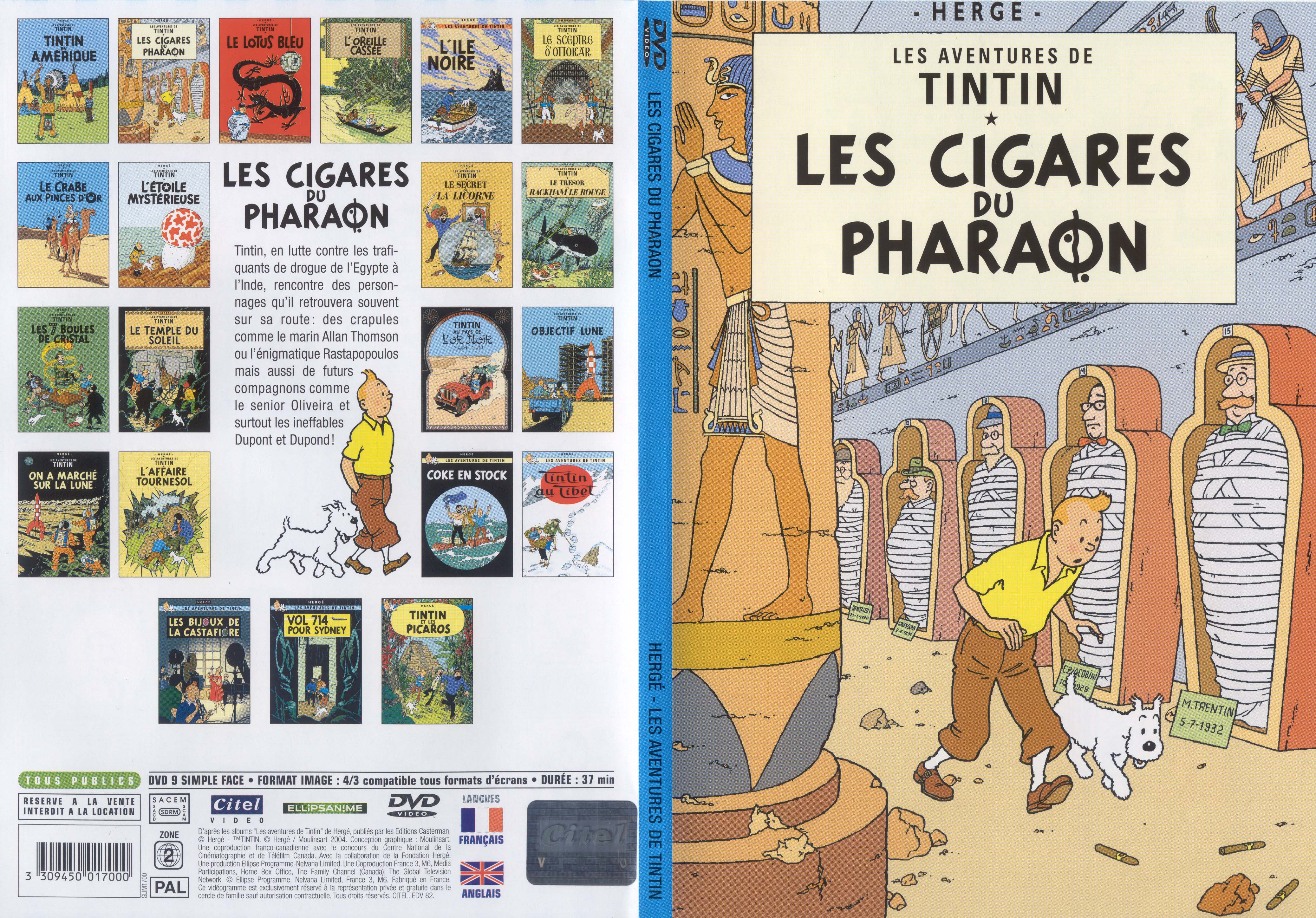 Jaquette DVD Tintin - Les cigares du pharaon