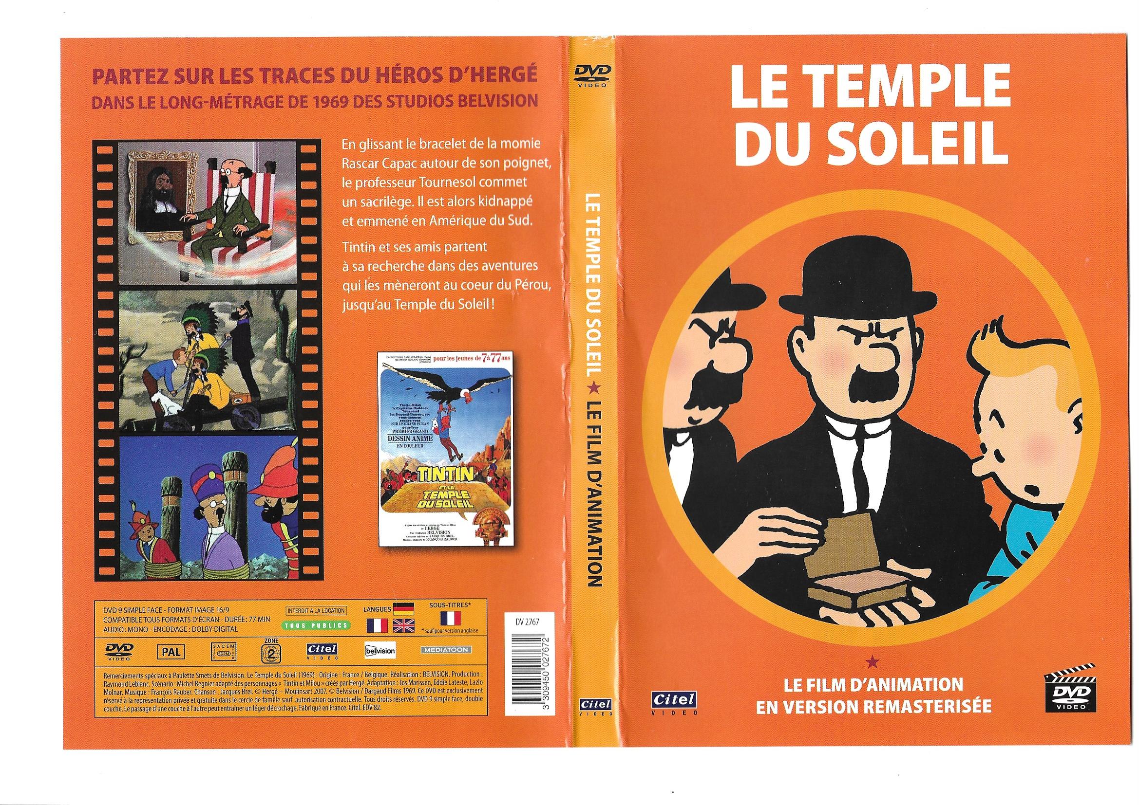 Jaquette DVD de Tintin et le Temple du Soleil Cinéma Passion