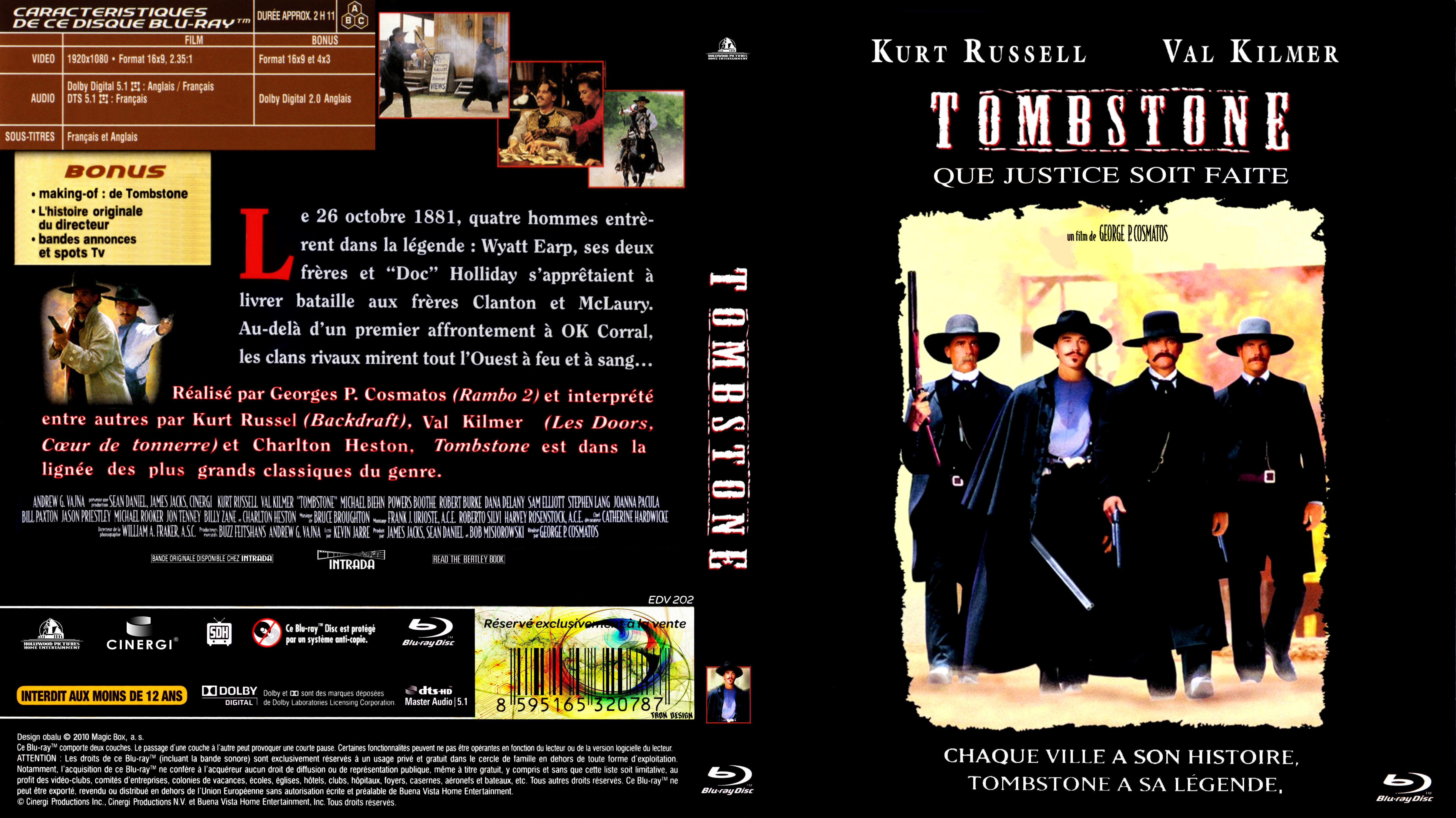 Jaquette Dvd De Tombstone Custom Blu Ray Cinéma Passion