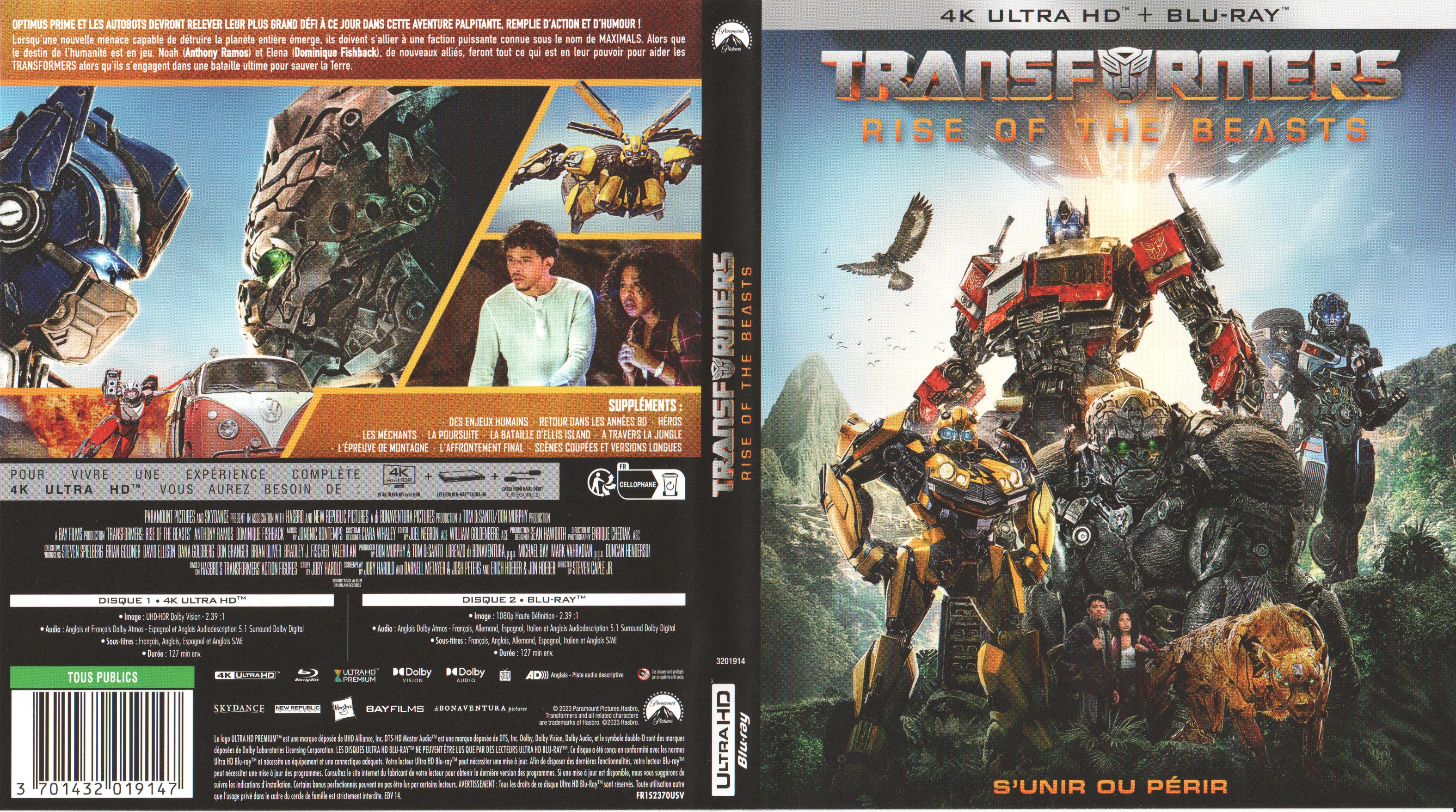 Jaquette DVD Transformers Rise of the Beast 4K (BLU-RAY)