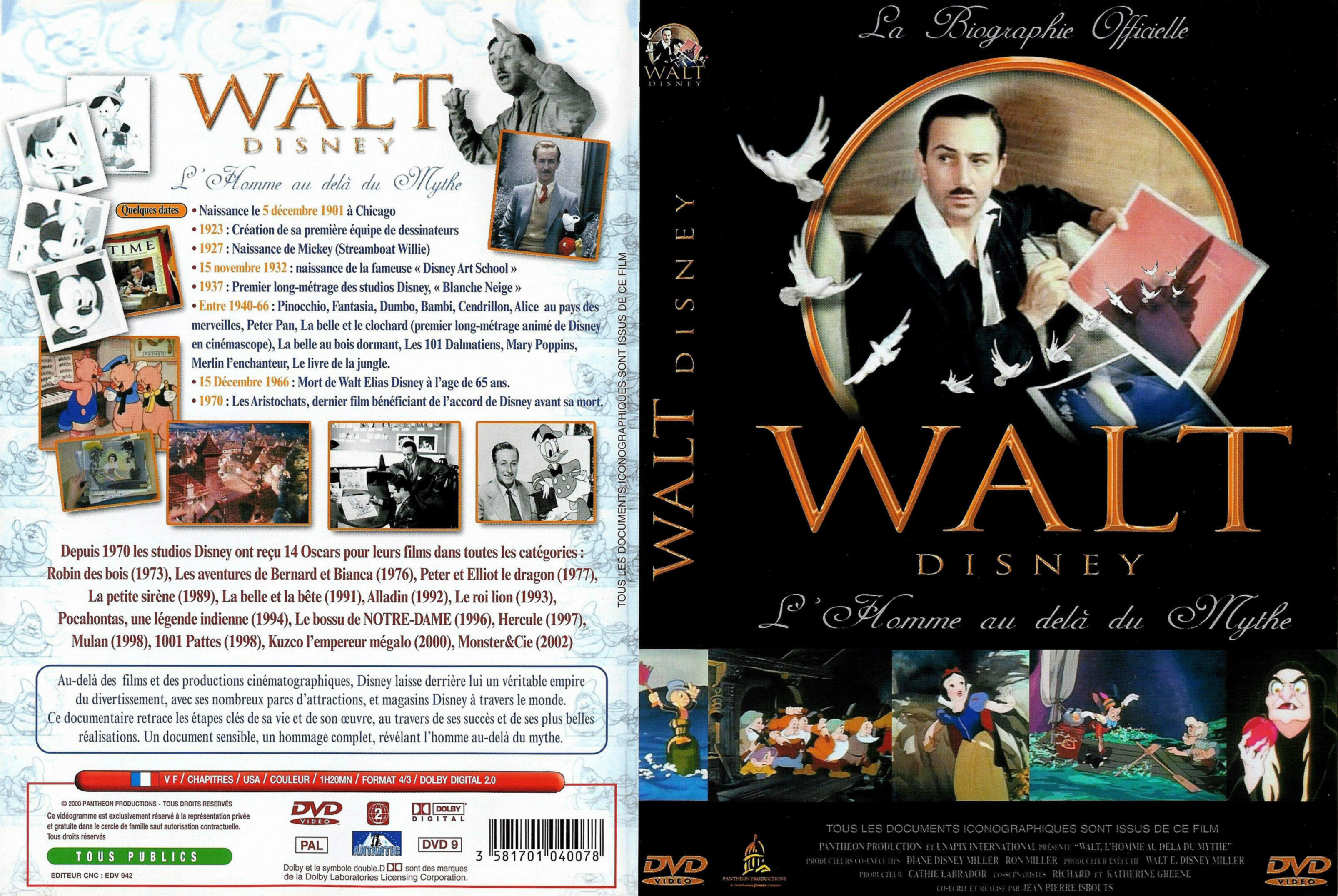 Jaquette DVD Walt Disney La biographie officielle