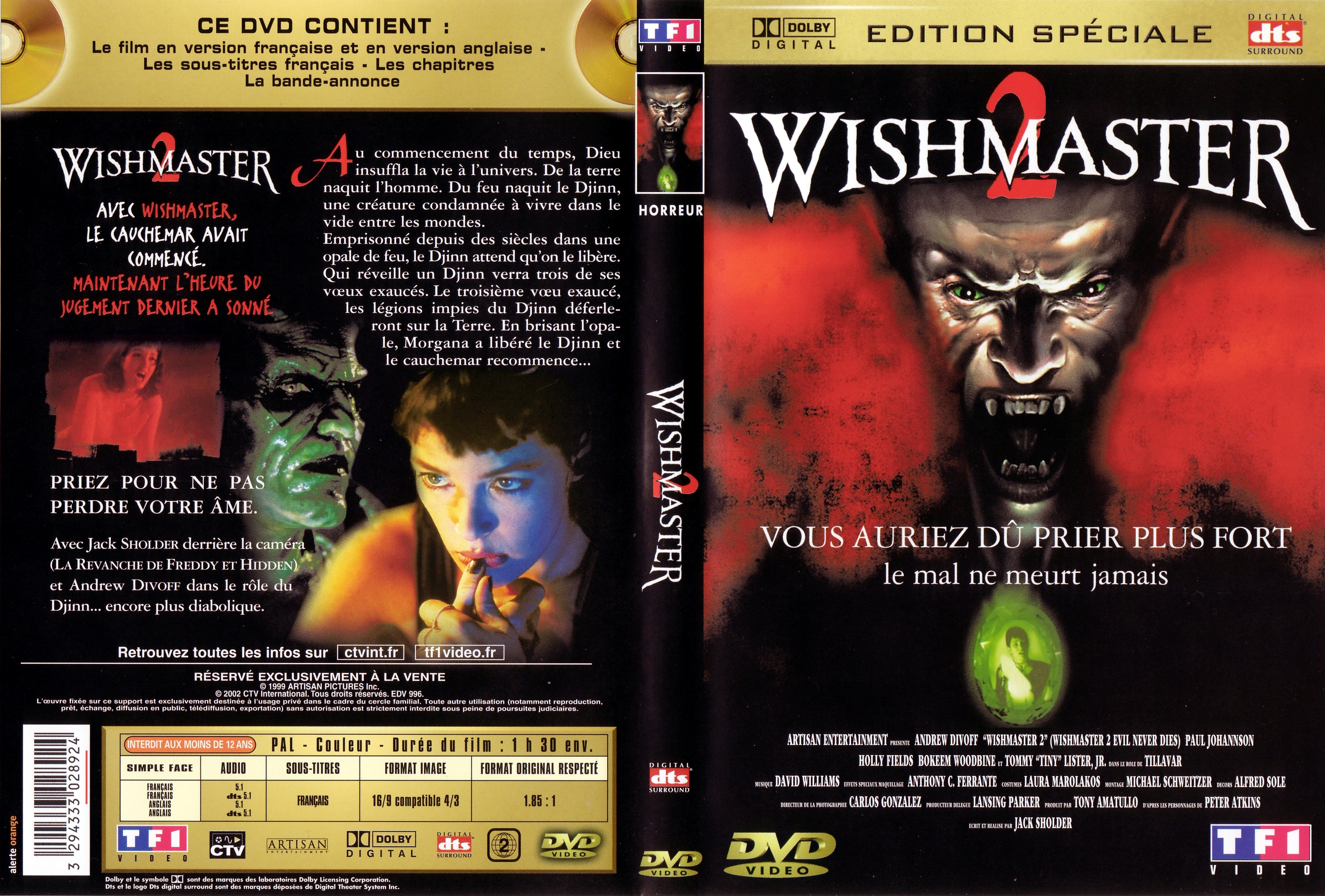 Jaquette DVD Wishmaster 2 v2